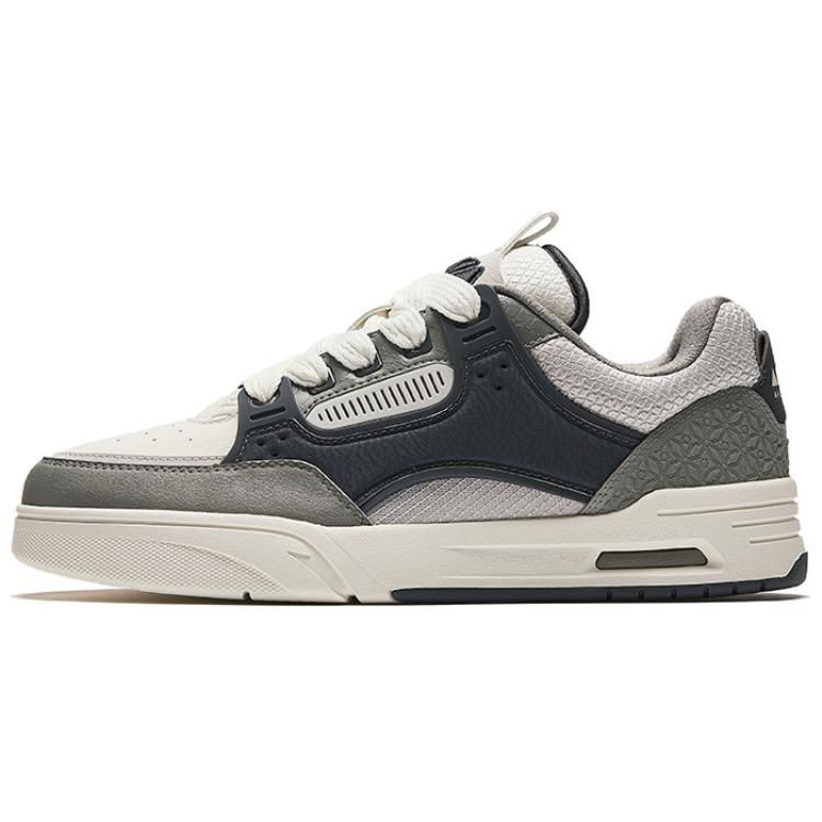 Anta AOJIE Textile, Synthetic Leather Slip Resistant Abrasion Resistant Low top Skateboard Shoes Men's White Gray
