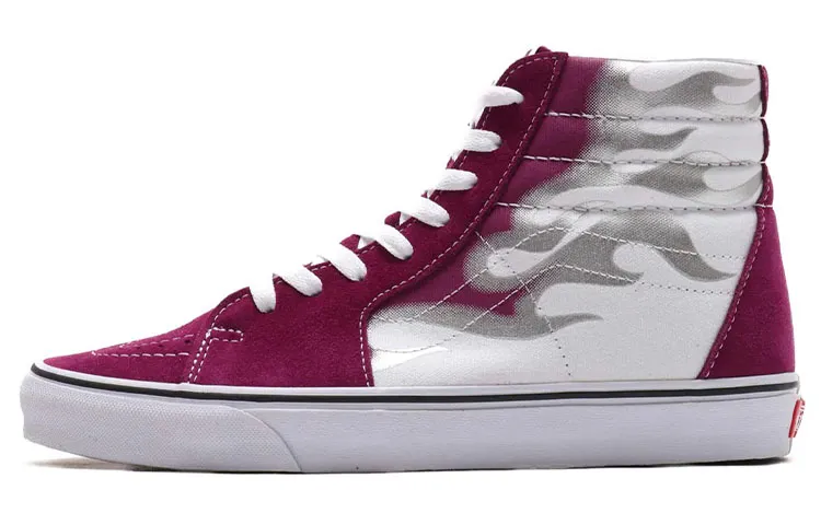 Vans Unisex Sk8 hi Flame Sneakers Purple/White