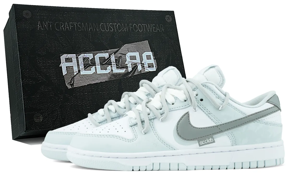 Nike Dunk Abrasion Resistant Abrasion Resistant Low top Skateboard Shoes Unisex Gray White