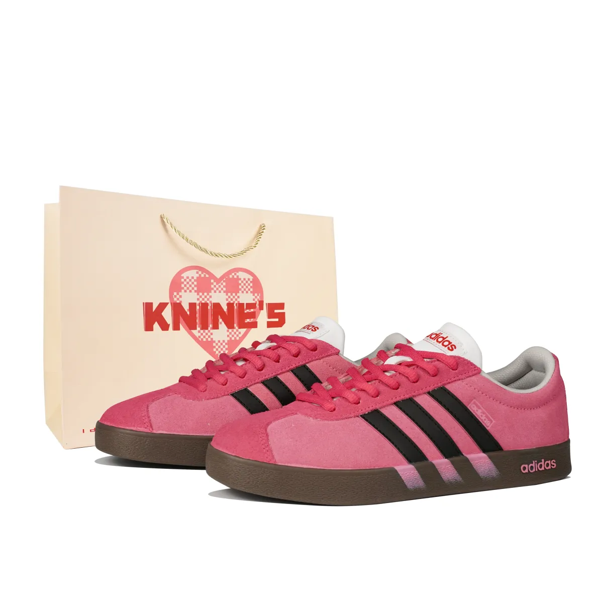 Adidas VL COURT 2.0 Cushioning Low top Skateboard Shoes Unisex Black Pink