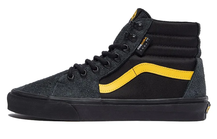 Vans SK8 Cordura High top Skateboard Shoes Unisex Black Yellow