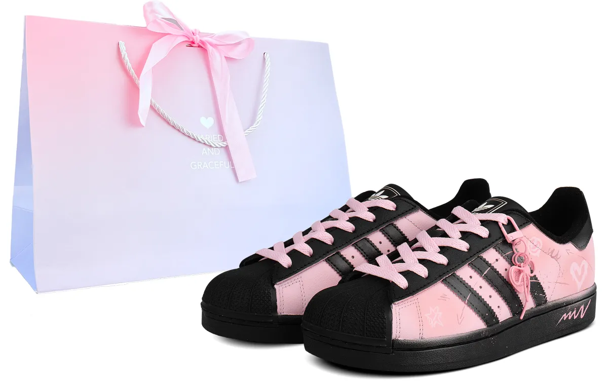 Adidas Originals SUPERSTAR Abrasion Resistant Abrasion Resistant Low top Skateboard Shoes Women's Pink