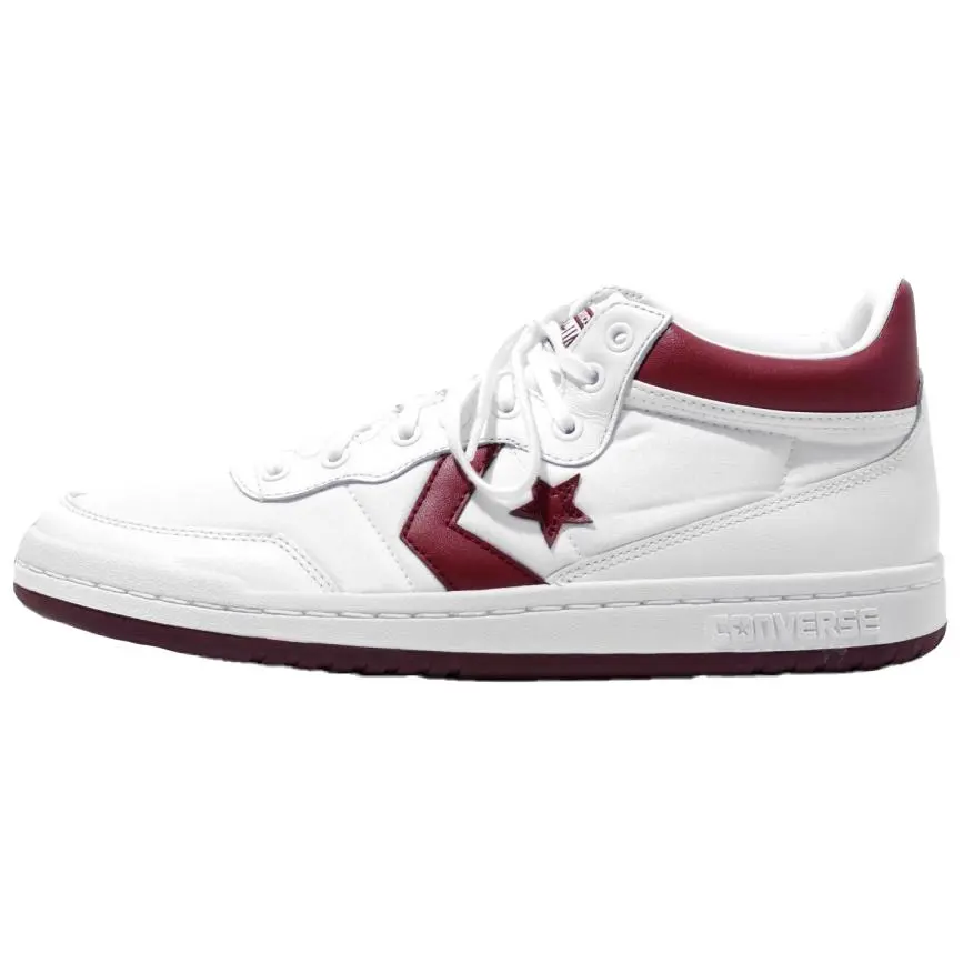 Converse Mid top Skateboard Shoes Unisex White Red