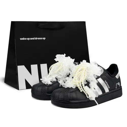 Adidas Originals Superstar 2 Abrasion Resistant Low top Skateboard Shoes Women's Black Titanium