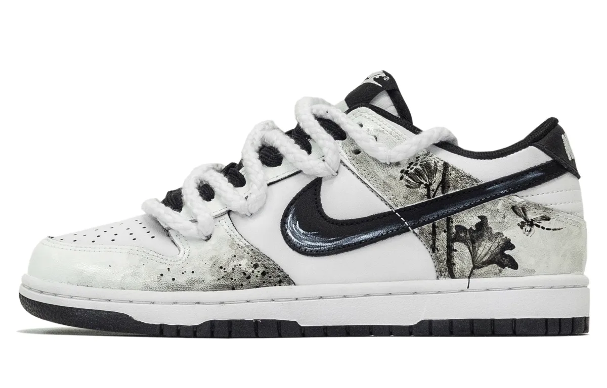Nike Dunk Six Eight, Ink Lotus Low top Skateboard Shoes Unisex Black White