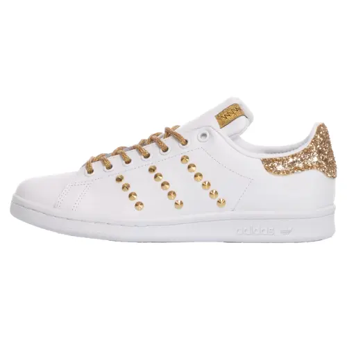 Adidas Originals Stan Smith Slip Resistant Abrasion Resistant Low top Skateboard Shoes Women's White Gold