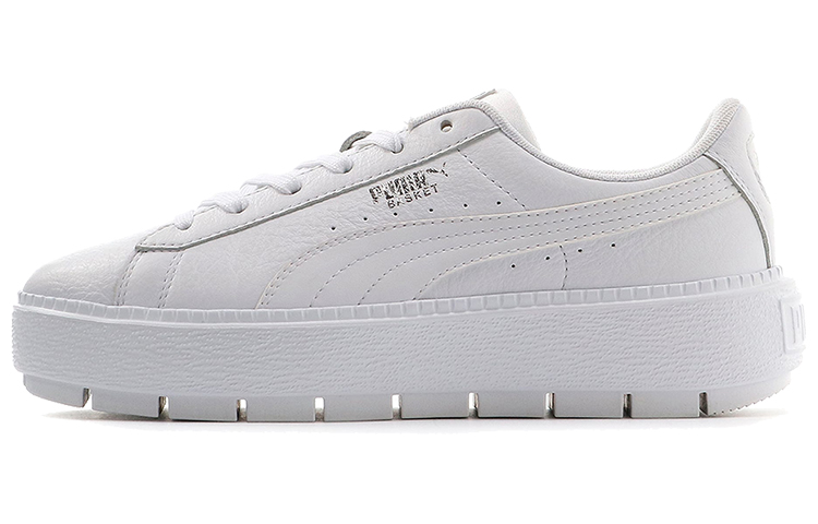 PUMA Basket Platform Trace Light Thick Sole Shoes White Women's
