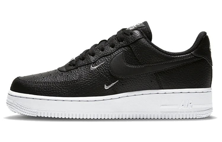 Nike Air Force 1 Low '07 Essential Black White Silver Mini Swoosh Women's