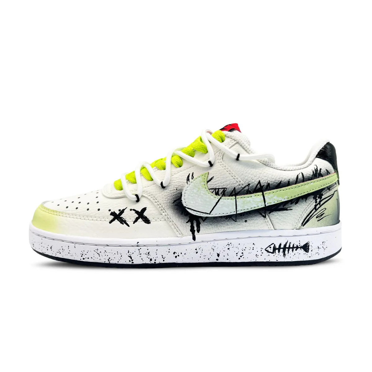 Nike Court Vision 1 Like A Fish In Water Abrasion Resistant Low top Skateboard Shoes Men's Green White
