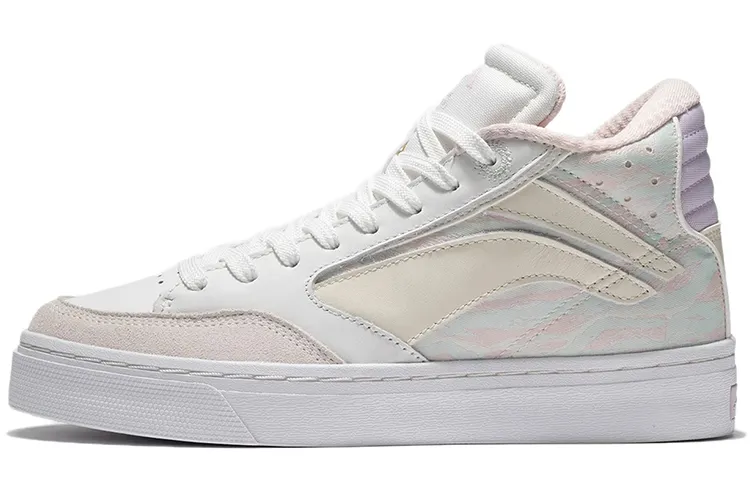 Li Ning Wave 180 Textile, Synthetic Leather Slip Resistant, Abrasion Resistant, Lightweight Mid top Skateboard Shoes