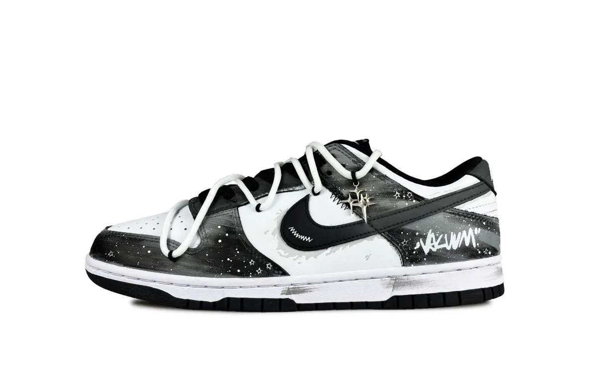 Nike Dunk Memory Fragment Abrasion Resistant Low top Skateboard Shoes Unisex Black White