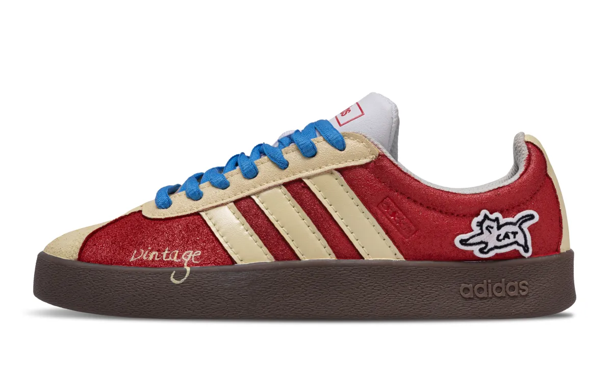 Adidas VL COURT 2.0 Funi Meowth Holmes Leather Cushioning, Wear Resistant Low top Skateboard Shoes Unisex Red