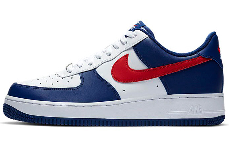 Мужские кеды Nike Air Force 1 (бело-сине-красный) — Белый / синий / красный — фото 1
