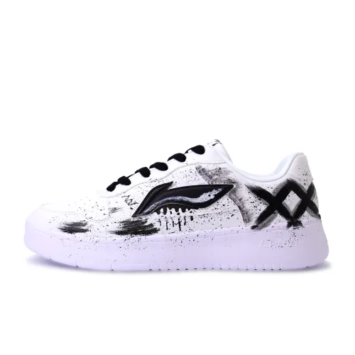 Li Ning Floating Boat Abrasion Resistant, Lightweight, And Breathable Low top Skateboard Shoes Unisex Black White Gray