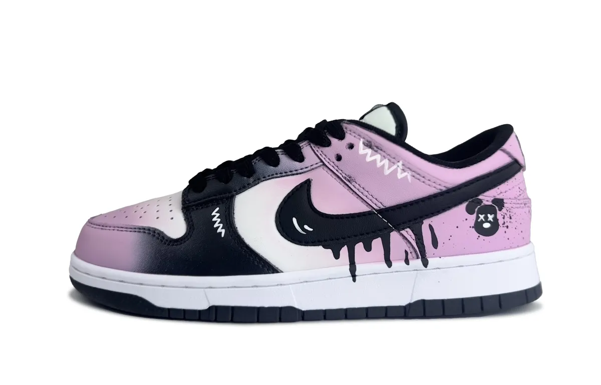 Nike Dunk Glaze Puppy Abrasion Resistant Low top Skateboard Shoes Unisex Black Pink