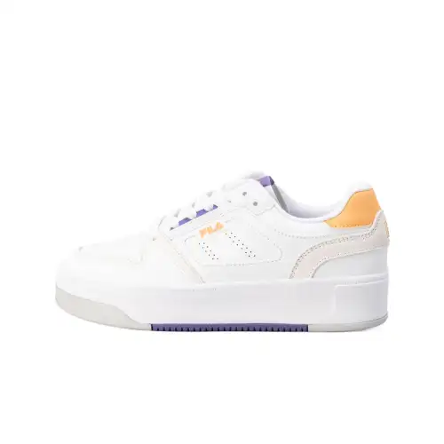 FILA COURT FEATHERY Comfortable Round Toe Low top Skateboard Shoes Unisex White