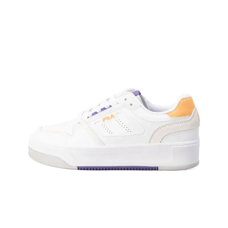 FILA COURT FEATHERY Comfortable Round Toe Low top Skateboard Shoes Unisex White