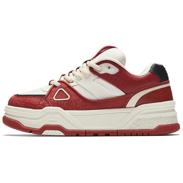 Anta Slip Resistant, Abrasion Resistant, Height Increasing Low top Skateboard Shoes Men's White Red Black