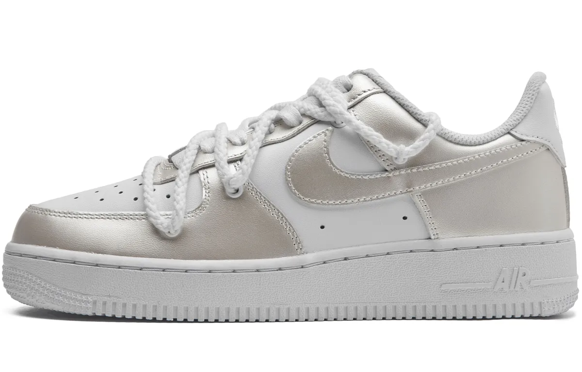 Nike Air Force 1 Wear resistant And Lightweight Low top Skateboard Shoes Unisex White Silver