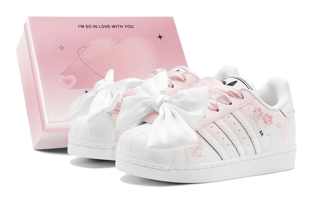 Adidas Originals Superstar 2 Shell Head, Vintage Floral Low top Skateboard Shoes Unisex Pink White