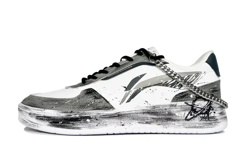 Li Ning Duda Slip Resistant Abrasion Resistant Low top Skateboard Shoes Men's Black Gray