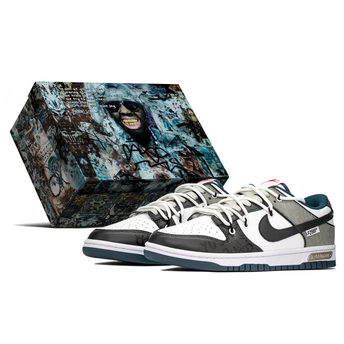 Nike Dunk Slip Resistant Abrasion Resistant Slip Resistant Abrasion Resistant Low top Skateboard Shoes Men's Black Gray