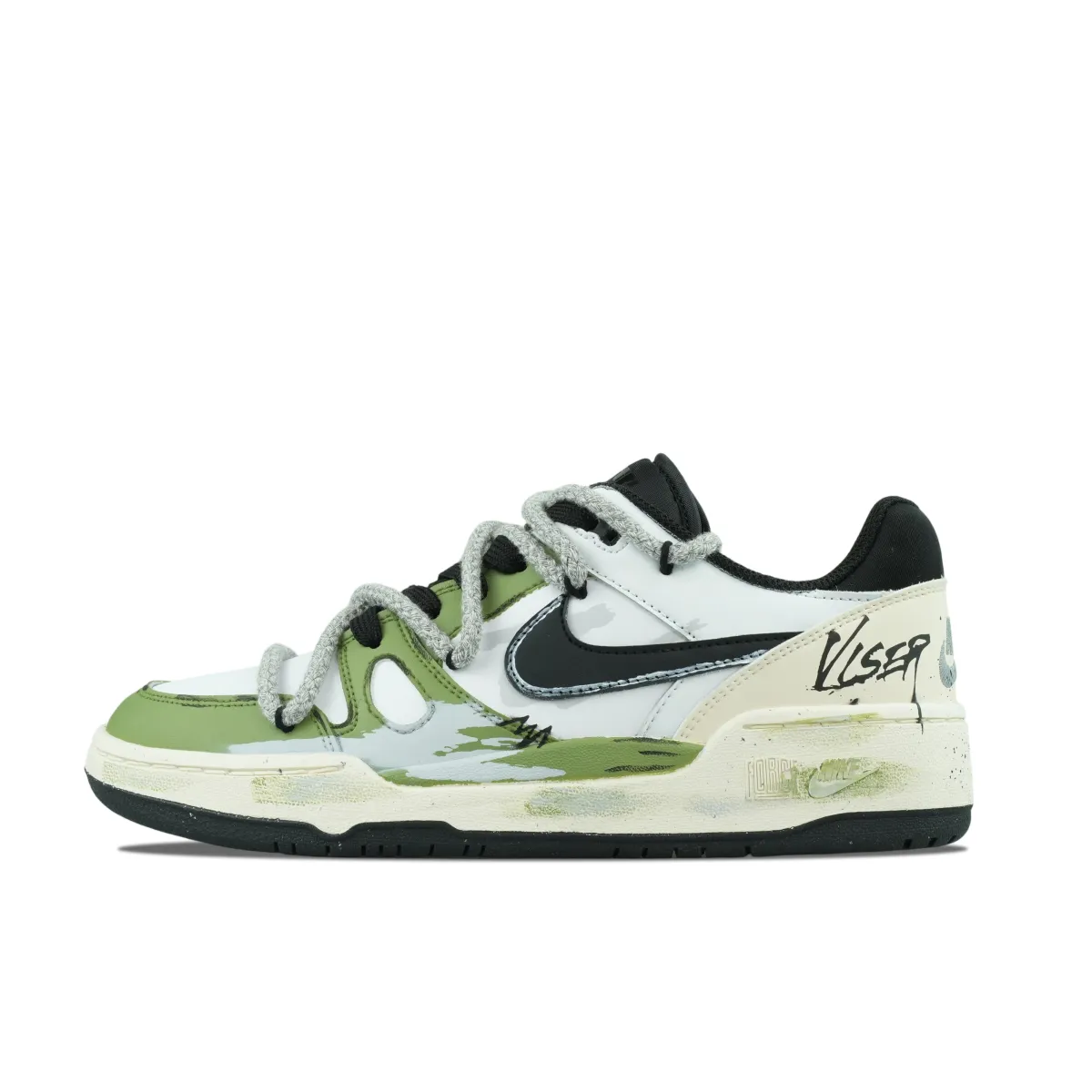 Nike Full Force Low Abrasion Resistant Low top Casual Skate Shoes Men's White Green