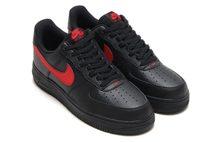 Мужские кеды Nike Air Force 1 (черно-красные) — фото 3