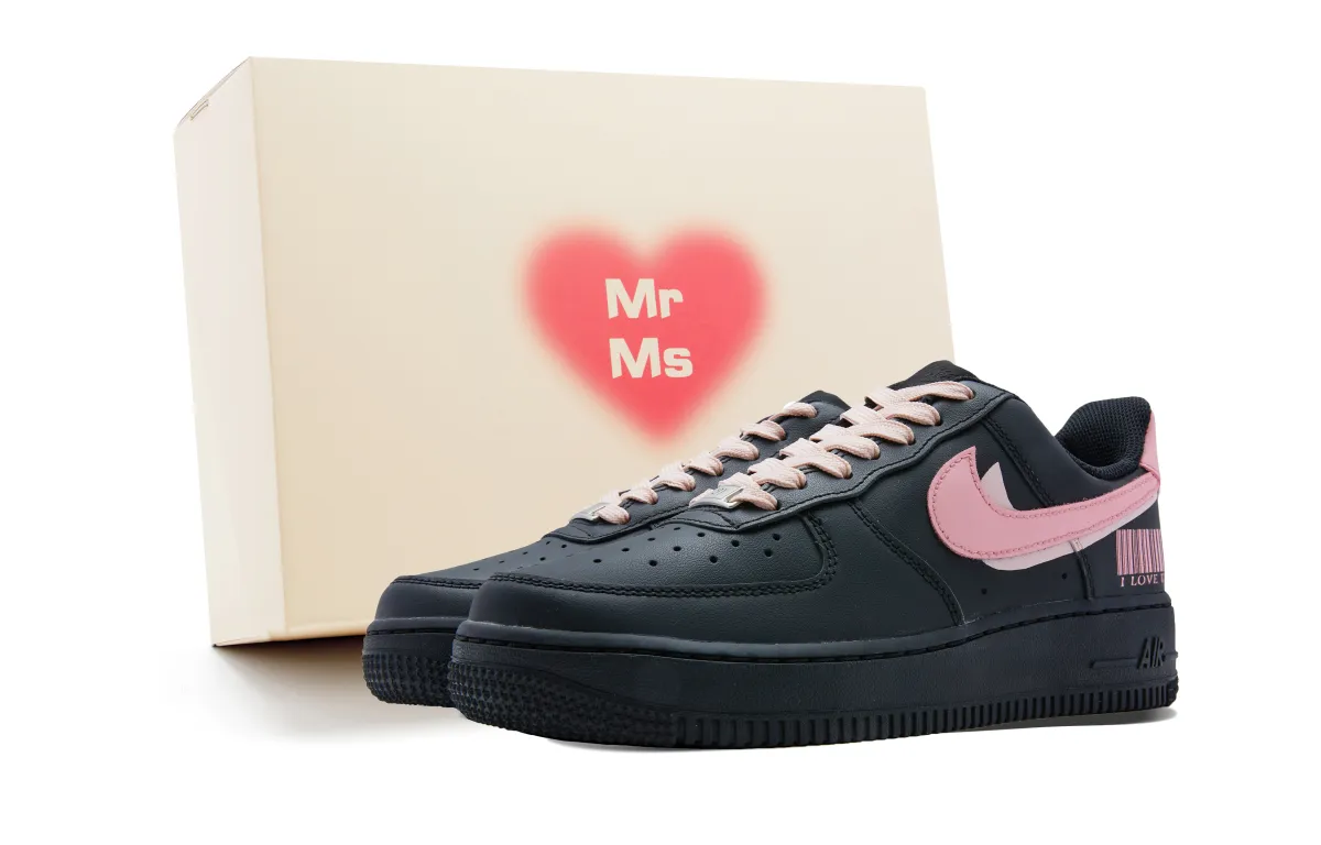 Nike Air Force 1 Slip Resistant Abrasion Resistant Low top Skateboard Shoes Unisex Black Pink