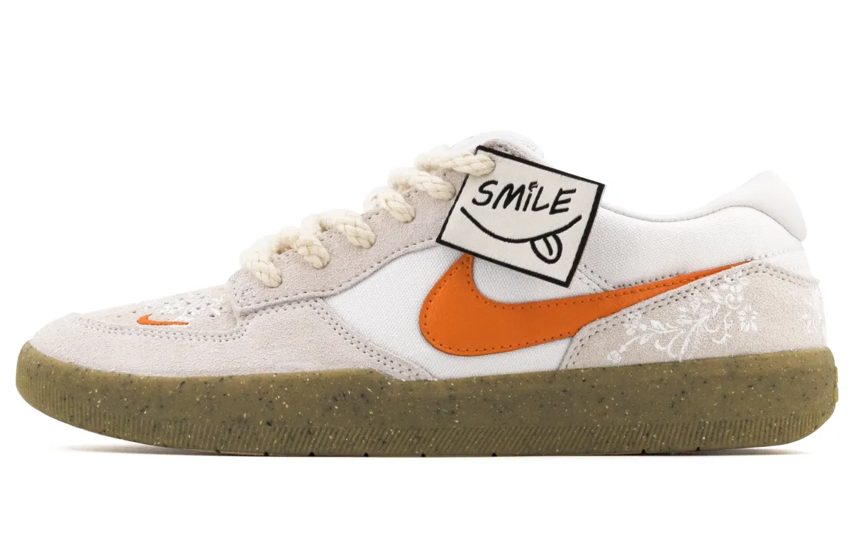 Nike SB Force 58 Slip Resistant Slip Resistant Low top Skateboard Shoes Unisex Gray White Orange