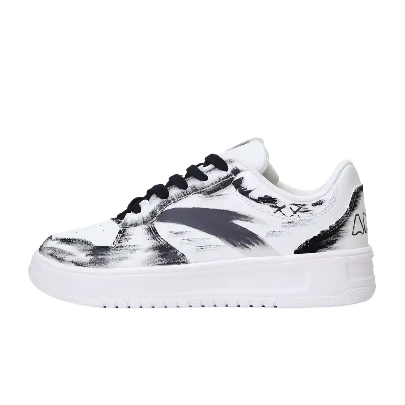 Anta Easy Slip Resistant Cushioning Slip Resistant Cushioning Low top Skateboard Shoes Unisex Black White