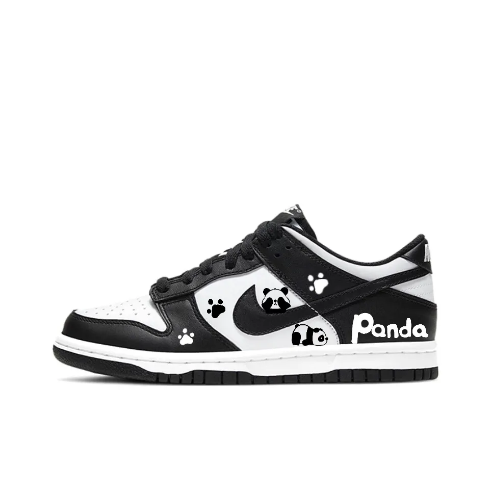 Nike Dunk SB Leather Abrasion Resistant Low top Skateboard Shoes Unisex Black White