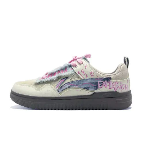 Li Ning Cyan Cloud Coverage Abrasion Resistant Low top Skateboard Shoes Men's Pink