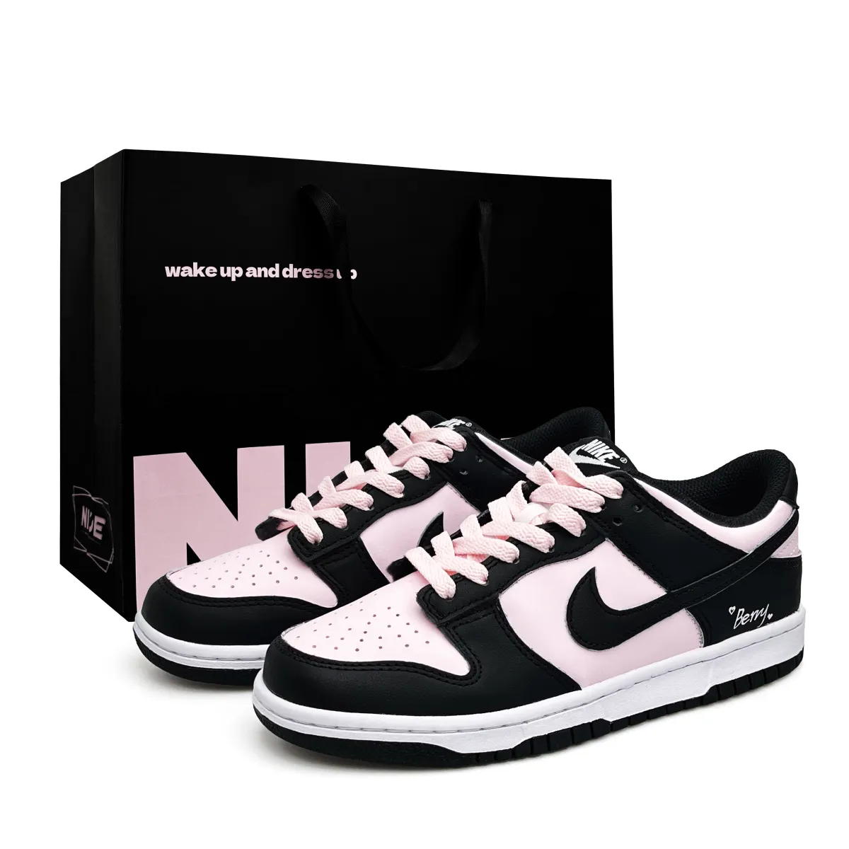 Nike Dunk Special Shopping Bag Low top Skateboard Shoes Unisex Black Pink