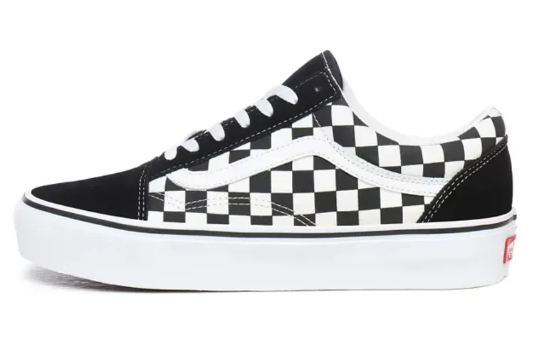 Vans Checkerboard Platform Lightweight Low top Skateboard Shoes Women's Black White