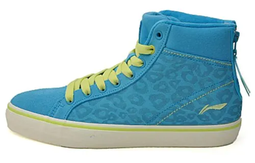 Li Ning Skateboard Shoes Women's High Top Blue/Green