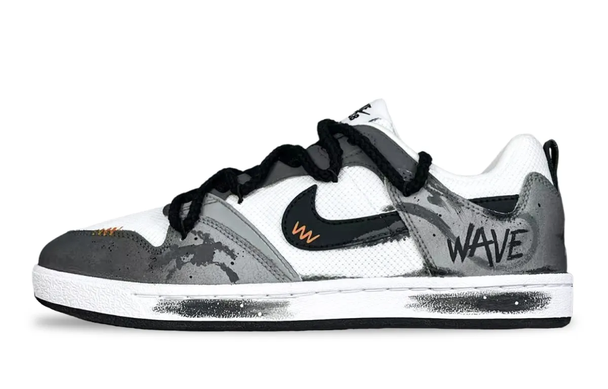 Nike SB Alleyoop Fairyland, Leisurely Journey Abrasion Resistant Low top Skateboard Shoes Unisex Black White