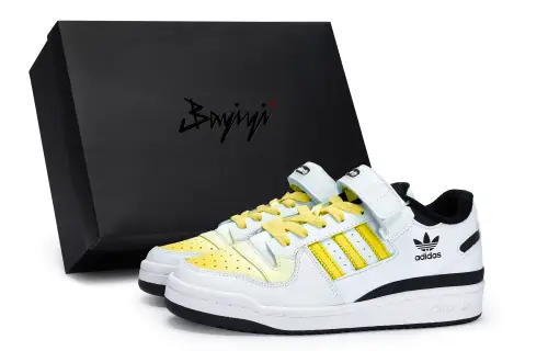 Adidas Originals FORUM Low Wear resistant And Lightweight Low top Skateboard Shoes Unisex White Yellow Black