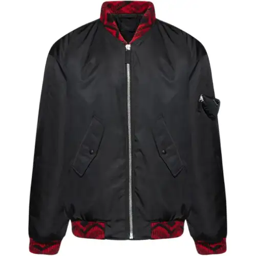 PRADA Jackets Men's Black Baseball Collar Moderate Other