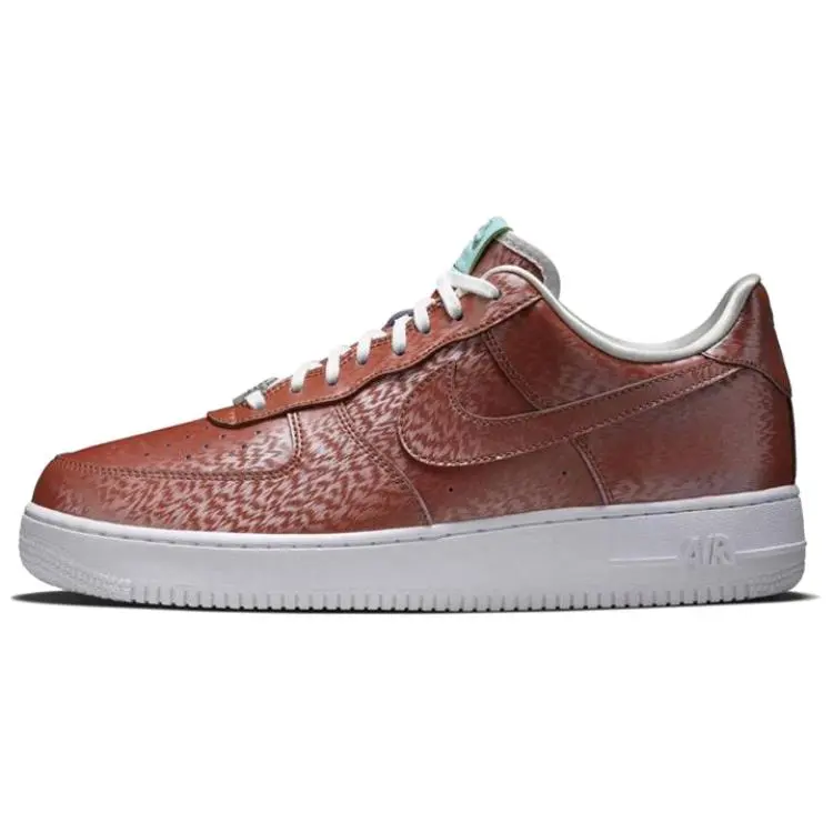 Nike Air Force 1 Lady Liberty Pu Comfortable Coverage Low top Skateboard Shoes Men's Red Brown
