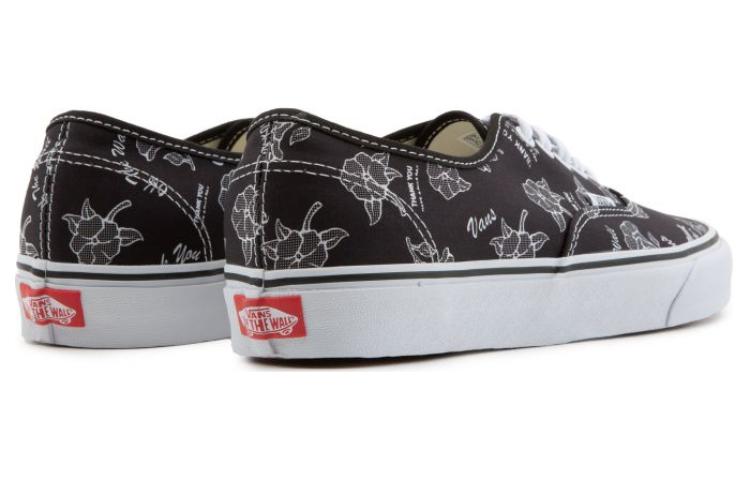 Кеды Vans Authentic (черные с цветами) — фото 4