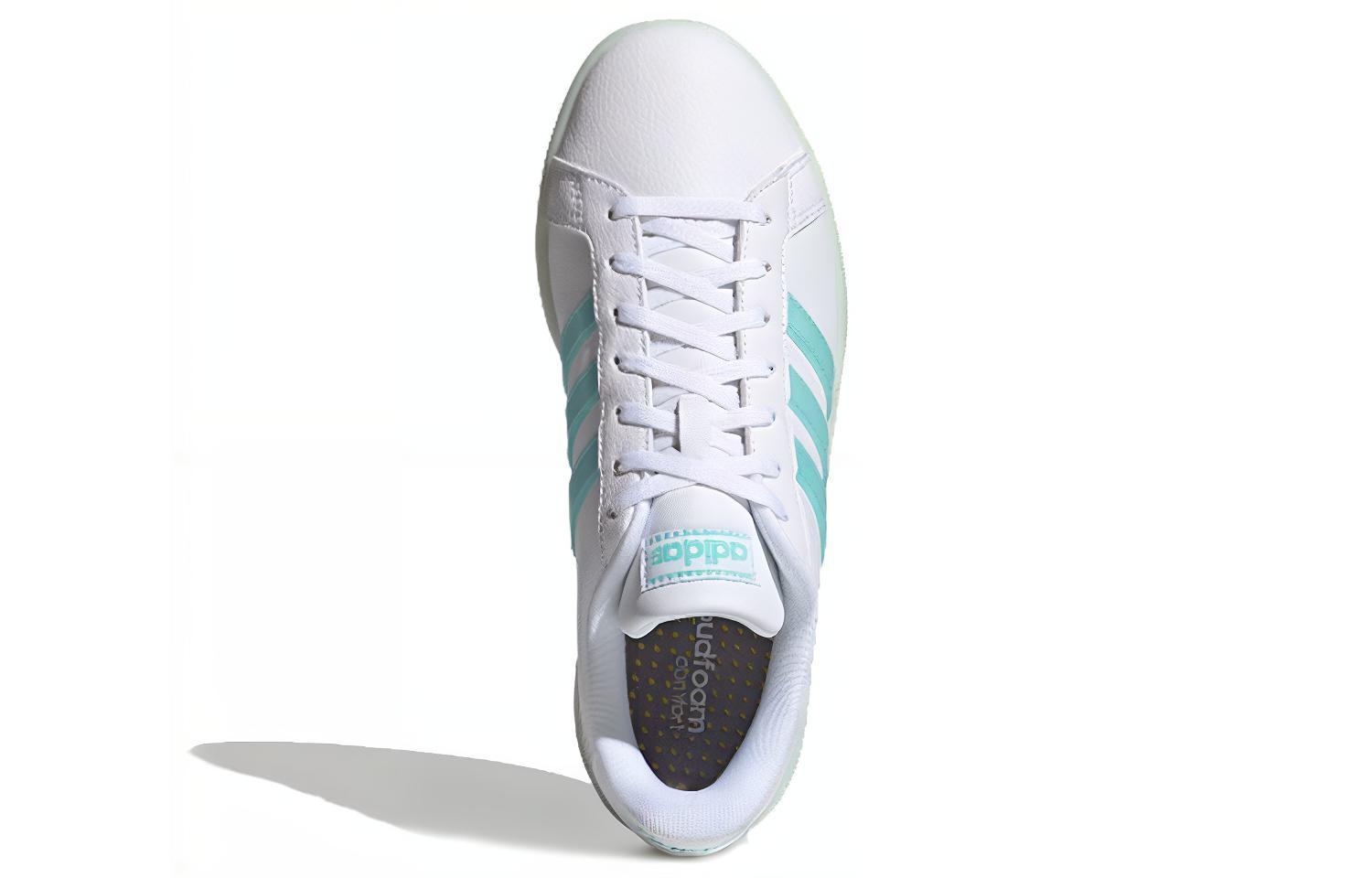 Женские кеды adidas neo Grand Court (белый / зеленый) — Белый / зелёный — фото 5