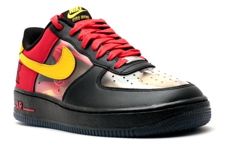 Мужские кеды Nike Air Force 1 Kyrie Irving (черно-красные) — 黑/黄/大学红 — фото 2