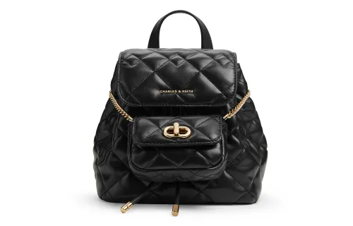 CHARLES&KEITH High quality universal soft polyurethane small multicoloured backpack with diamond pattern