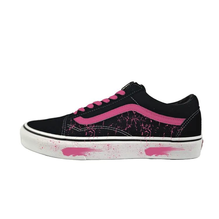 Vans Old Skool Abrasion Resistant Low top Skateboard Shoes Unisex Black Red