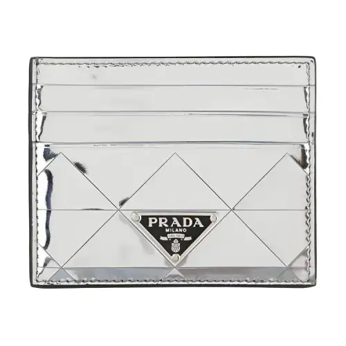 PRADA Cow Leather Wallet Regular Women's Silver