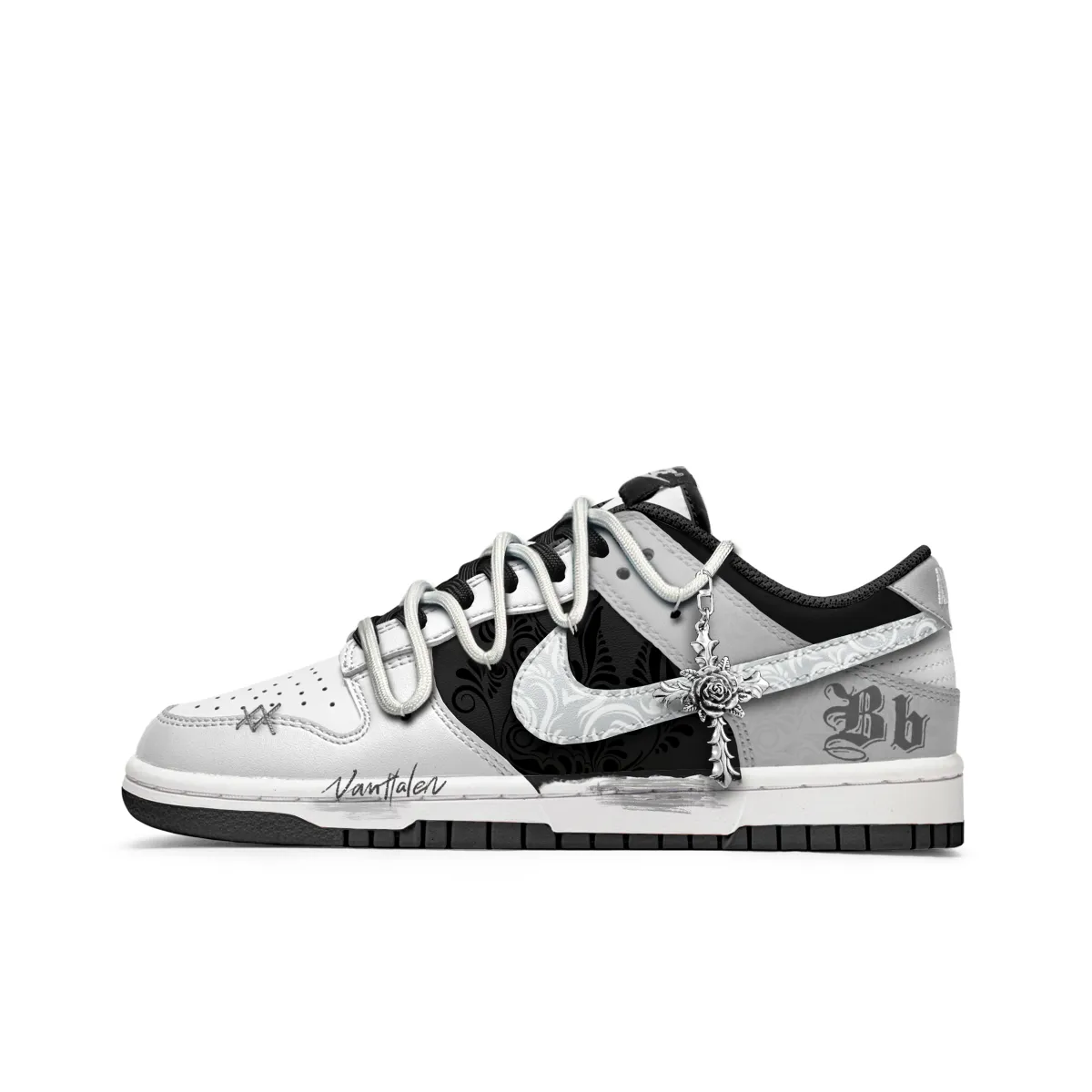Nike Dunk Freedom Panda, Rose's Heart Slip Resistant Abrasion Resistant Low top Skateboard Shoes Unisex Black White