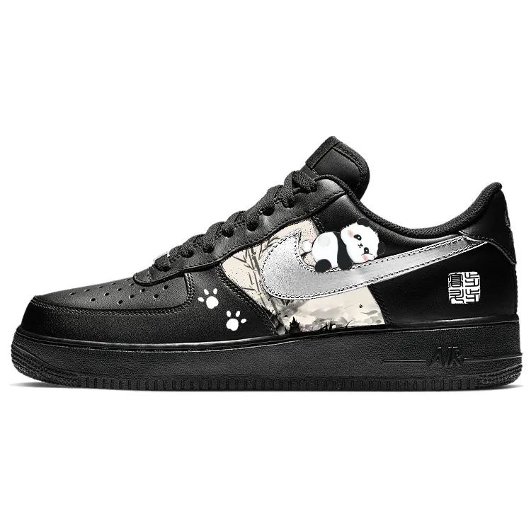 Nike Air Force 1 Slip Resistant Abrasion Resistant Low top Skateboard Shoes Unisex Black Gray