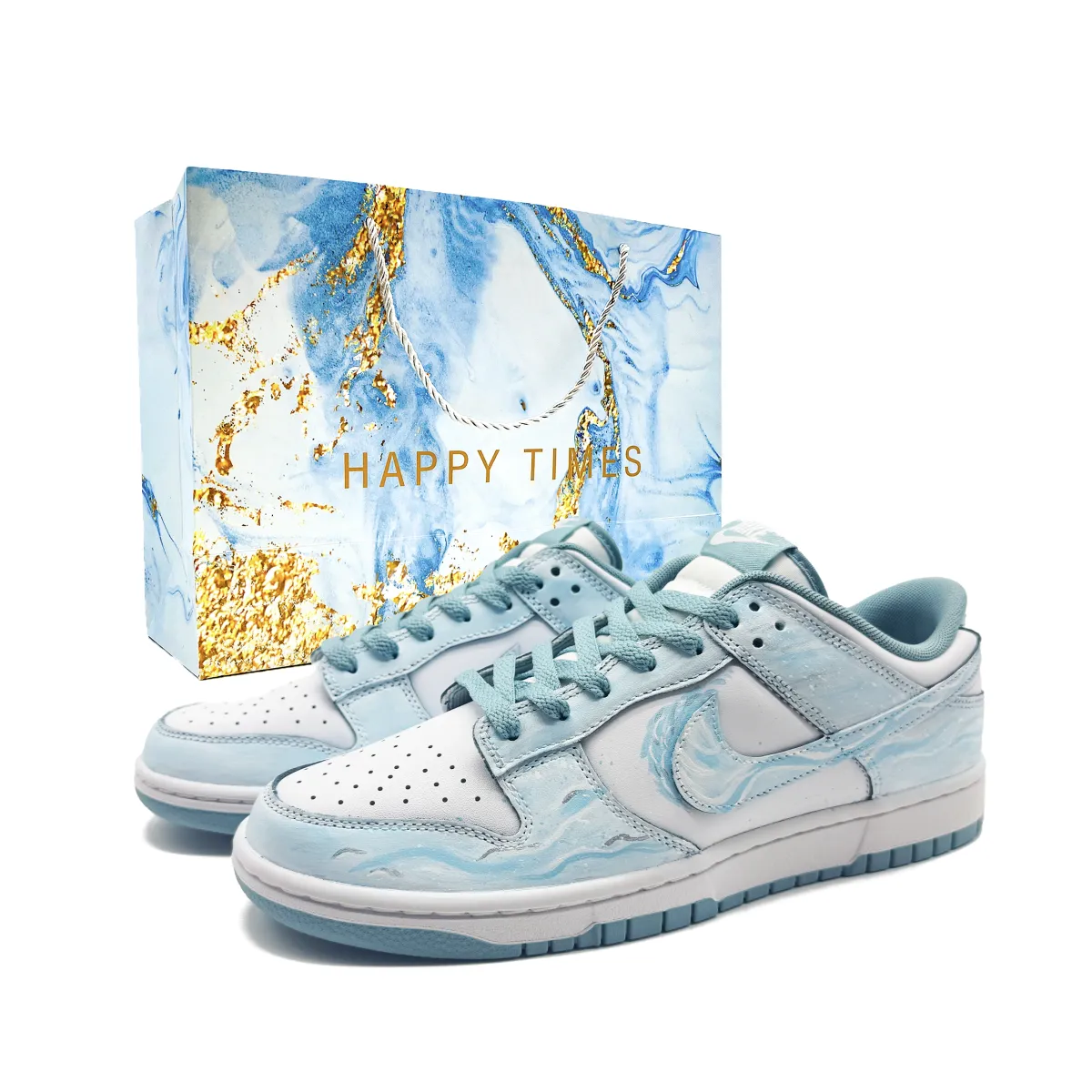 Nike Dunk Abrasion Resistant Low top Skateboard Shoes Unisex Blue White