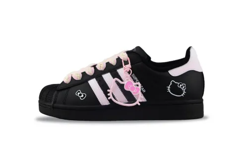 Adidas Originals Superstar 2 Abrasion Resistant Low top Skateboard Shoes Unisex Black Pink